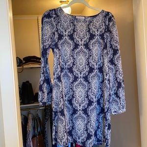 Navy & White patterned dress Size Small